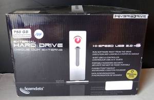 lot 104 image: acomdata Hybrid Drive V2 750GB USB 2.0 3.5 External Hard Drive HD750UHE5-V2 -NIB
