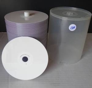 lot 124 image: LOT OF 100 RECORDABLE DVDs - 4X WRITE SPEED (100 PC UNUSED)