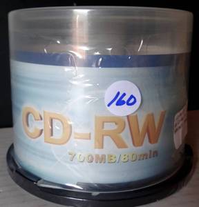 lot 160 image: NEW 50 COUNT CD-RW 700MB80 MINUTES RECORDABLE BLANK DISCS.