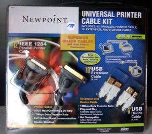 lot 178 image: Newpoint Universal Printer Cable Kit 24K Gold Platted Connectors Superior Grade - NEW