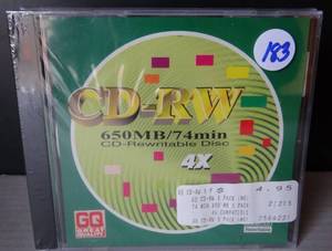 lot 183 image: 5 PACK CD-RW 650MB74 MINUTE 4X SPEED REWRITABLE CDs