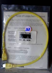 lot 263 image: CISCO SYSTEMS YELLOW GBIC STACKING NETWORKING CABLE PN CAB-GS-50CM