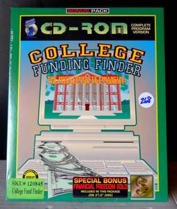 lot 268 image: VINTAGE NEW & SEALED CD-ROM COLLEGE FUNDING FINDER (1995 WIZ TECHNOLOGY)