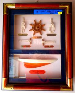 lot 13 image: Awesome Shadow Box with Brass Trim featuring the 1881 Americas Cup winner MISCHIEF EST $150-$200
