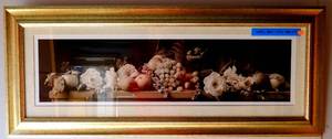lot 21 image: Beautiful Large (17 x 41) Gold Framed Fruit & Flowers - Looks amazing on wall