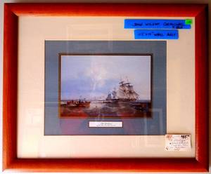 lot 26 image: JOHN WILSON CARMICHAEL OLD HARTLEPOOL VESSEL FRAMED AND MOUNTED WITH DISPLAY CARD - MEASURES 19 X 22