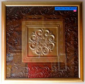 lot 27 image: PAIR OF UNIQUE 3D PRINTS WITH VINTAGE TIN CEILING APPEAL - LOOKS GREAT FRAMED AND MATTED - MEASURES 24 X 24