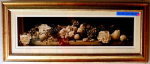 lot 32 image: Beautiful Large (17 x 41) Gold Framed Fruit & Flowers - Looks amazing on wall