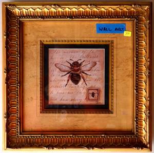 lot 39 image: AMAZING ANTHROPOLOGY HONEYBEE PRINT WITH ORNATE MATTE AND FRAME - MEASURES 15 12 X 15 12