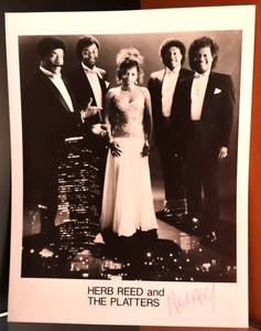 lot 50 image: Herb Reed and the Platters Signed Photo Great Vocal Group 8x10 BW Promotion Still - EST $25 - $40