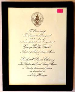 lot 55 image: 2005 Inauguration OFFICIAL Inaugural Invitation PRESIDENT GEORGE W. BUSH Cheney FRAMED