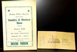 lot 56 image: LOCAL 1974 SOUVENIR PROGRAM featuring Ernest Tubb Autograph - 1950s Legendary Country Music Singer