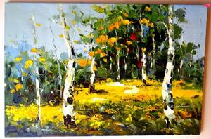lot 61 image: COLORFUL ORIGINAL OIL ON CANVAS (UNIDENTIFIED SIGNATURE) - MEASURES 24 X 36. GREAT TEXTURE