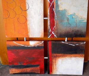 lot 70 image: ABSTRACT 4 PC WALL DISPLAY - MEASURES 31.5 x 31.5