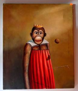 lot 71 image: THE APE PRINCESS - ORIGINAL OIL PAINTING ON CANVAS - MEASURES 18 X 24