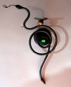lot 73 image: I LOVE THIS - UNIQUE SNAKE DESIGN METAL WALL SCONCE CANDLE HOLDER