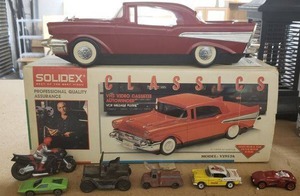 lot 59 image: Solidex VHS Rewinder, Hot Wheel cars(including Coca-Cola) and Metal pencil sharpener car