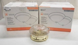 lot 49 image: Two Flush Mount Twin Pack Brushed Nickel Ceiling Lights, One Shiny Gold Ceiling Light