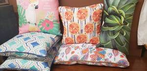 lot 68 image: Bright Colored Throw Pillows, One still has Tag, see pictures