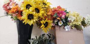 lot 11 image: Artificial Flowers and Vase