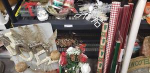 lot 25 image: Christmas Wrapping Paper, Artificial Flowers, Ornaments and More