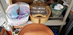lot 81 image: Outdoor Planters, Temperature Dial, Large Basket and Vases