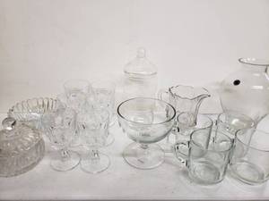 lot 174 image: Handcrafted Romanian Vase, Crystal and Glass Cup Sets, and Cut Crystal Candy Dishes