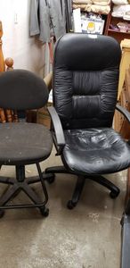lot 136 image: Two Black Office Chairs, One FOL Genuine Leather