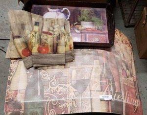 lot 224 image: Cushioned Stress-Relieving Mat, Pair of Small window curtains and Tile Serving Tray