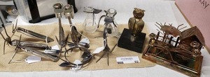lot 92 image: Silver-Plate Silverware Sculptures by Raul Zuniga and Metal Sculpture Music Box