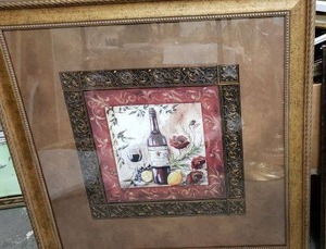 lot 232 image: Framed Print of Wine and Poppies 24x24
