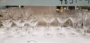 lot 95 image: Large Set of Cut Crystal Glasses Small and Large Martini Glasses, Wine Gasses and More