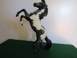 lot 11 image: Breyer Black Roan White horse Rearing up 12x8