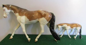 lot 66 image: Peter Stone Mare and foal bay & white signed Kim Sheppard