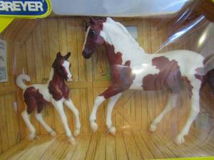 lot 69 image: Breyer #62006  Pinto Sport horse and foal