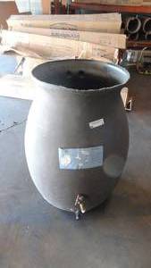 lot 9 image: Water harvesting container w spigot and assorted flower pots as shown