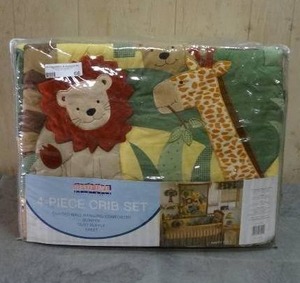 lot 66 image: Bedtime Originals Jungle themed 4-piece crib bedding set.  Never opened.