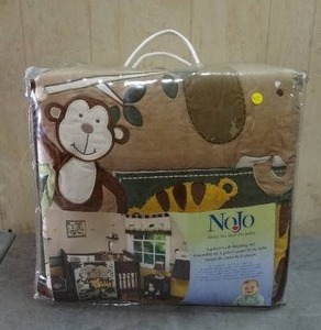 lot 71 image: Nojo Jungle Mania 6-piece crib bedding set.  Never opened.