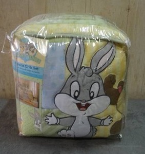 lot 72 image: Baby Looney Tunes 4-piece crib bedding set.  Never opened.