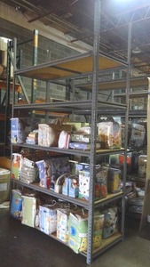 lot 113 image: Metal shelf.  Contents not included.  Shelf measures 71 x 31 x 120