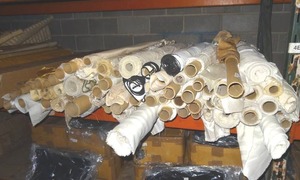 lot 120 image: Large selection of fabric rolls.  Generous quantity.  Patterns vary.