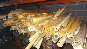 lot 121 image: Large selection of fabric rolls.  Generous quantity.  Patterns vary.