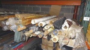 lot 125 image: Large selection of fabric rolls.  Generous quantity.  Patterns vary.