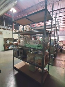 lot 43 image: Metal shelf.  Contents not includes.  Shelf measures 71 x 31 x 120