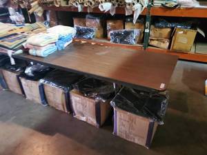 lot 154 image: 8 folding table.  Contents not included.