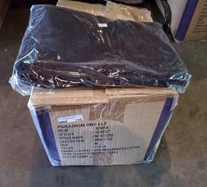 lot 156 image: Box of solid black 100% cotton t-shirts
