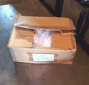 lot 168 image: Box of White 100% cotton t-shirts.  Several sizes.