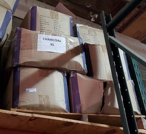 lot 180 image: Pallet of Charcoal and Grey Melange 8515 cotton t-shirts. Various sizes. 12 cases. Bid is times the quantity