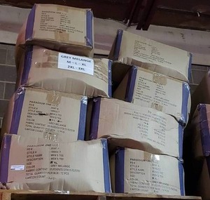 lot 181 image: Pallet of Grey Melange 8515 cotton t-shirts. Various sizes. 14 cases. Bid is times the quantity