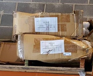 lot 189 image: Pallet of white 100% cotton t-shirts.  Sizes XL, 2XL and 3XL. 5 cases. Bid is times the quantity